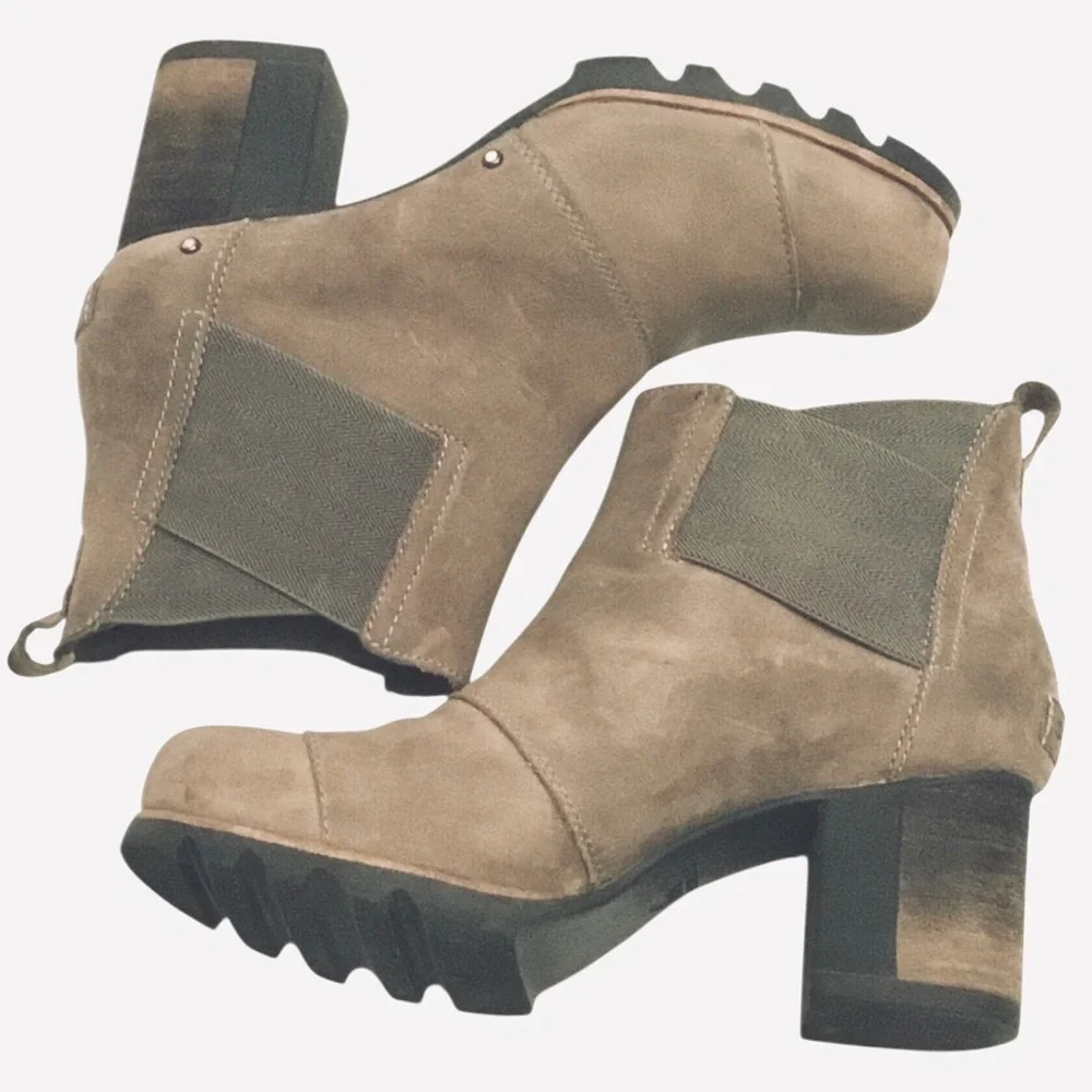 SOREL ADDINGTON Waterproof Ankle Boot Taupe Leather Chelsea Pull on Size 8.5